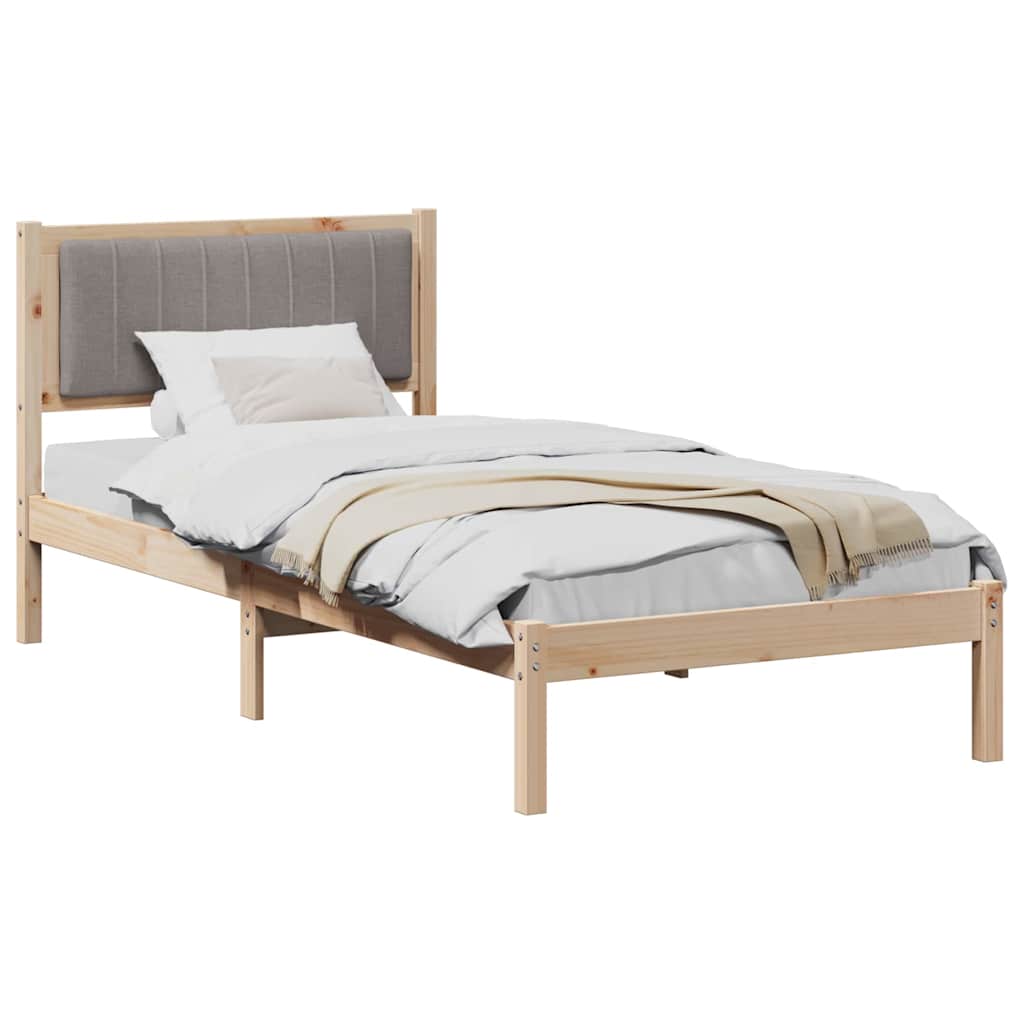 Bed Frame with Upholstered Headboard Taupe 90 x 190 cm
